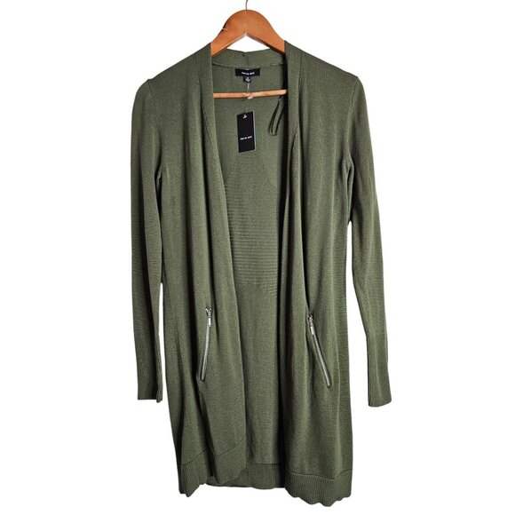 Verve Ami Open Front Cardigan Star Back Detail & Zipper Pockets Women Size S - Picture 1 of 8